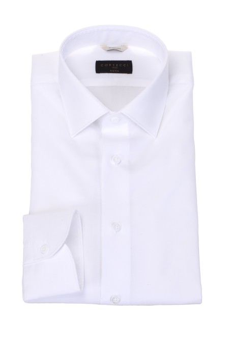 Shop CORTECCI  Shirt: Cortecci cotton twill shirt.
Italian collar.
Long sleeves.
Modern fit (slightly slim).
Pince on the back.
Composition: 100% extrafine Egyptian cotton.
Made in the EU.. TB84 9010-635